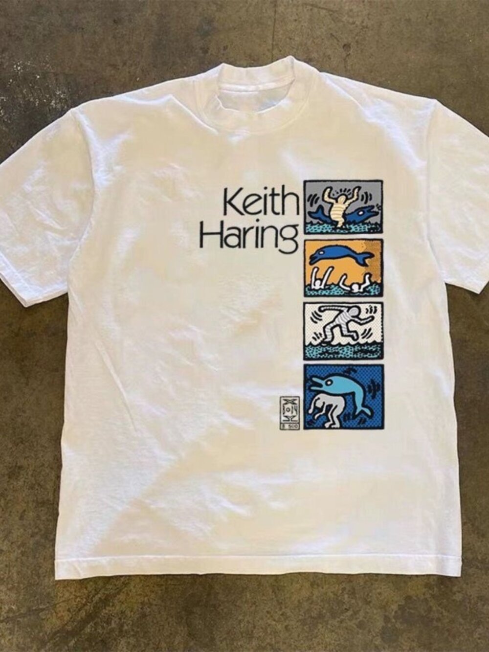 Keith Haring Pop Art Dolphins T-Shirt White